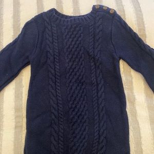 Cotton Cable knit onesie - navy blue